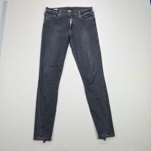 True Religion Halle Mid Rise Super‎ Skinny Jeans Black Wash Zipper Ankle Size 28